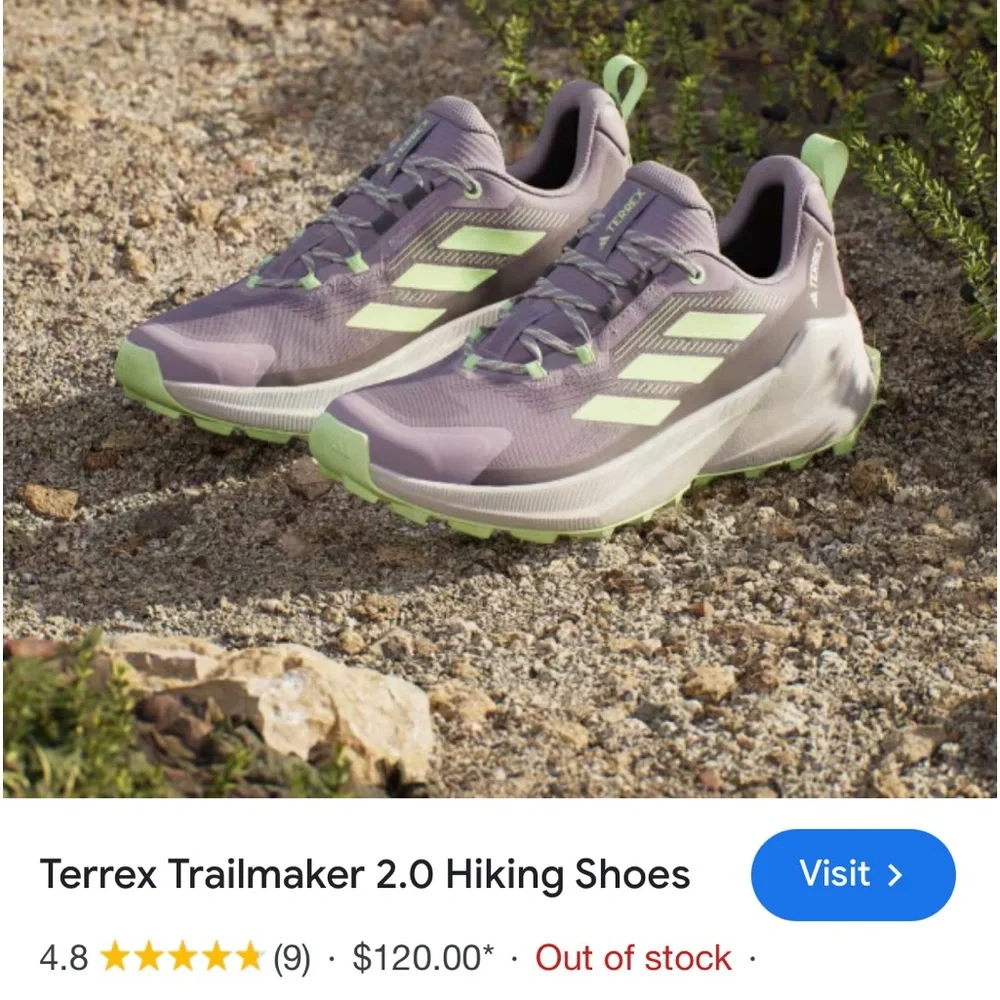 ADIDAS Terrex Free Hiker (Women) Fig/ Green Spark/ Charcoal 9.5 gently used